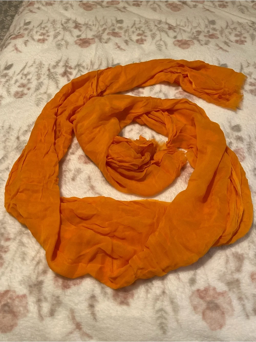 Indian Orange Women's Sheer Scarf Dupatta Versatile Shawl Raw Hem